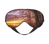Lonely Bench Sunset Double Sided Sleep Mask, Adjustable Blackout, Silk-Like Eye Mask for Sleeping,Travel, Soft, Breathable, Lightweight Comfortable Blindfold