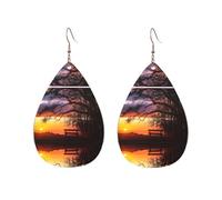 Lonely Bench Sunset Drop-Shaped Acrylic Earrings â€“ Stylish Lightweight Hypoallergenic Dangle Earrings For Women, Gift For Birthday, Christmas & Special Occasions
