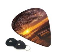 Lonely Bench Sunset Guitar Plectrums, 6 Guitar Plectrums, Double Sided Printing, For Acoustic Guitar, Bass, Ukulele, Electric Guitar (0.46 Mm 0.71 Mm 0.96 Mm)