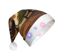 Lonely Bench Sunset Print Led Christmas Hat For Adults Unisex Xmas Hat For New Year Festive Holiday Party