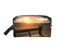 Lonely Bench Sunset Print Makeup Bag, Portable Travel Makeup Pouch, Toiletry Organizer, Large Make Up Bag For Women
