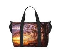Lonely Bench Sunset Printed Women's Tote Bag Portable Crossbody Bag Suitable for Gym Workouts Commuting and Travel