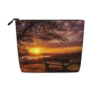 Lonely Bench Sunset Toiletry Bags for Women, Portable Travel Cosmetic Bag, Daily Organiser with Zipper