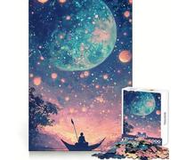 Lonely Boat Under A Giant Moon Adults 1000 Piece Jigsaw Puzzle Cognitive Skill Tight Connection Fun Challenge Classic Xmas Gift (38x52cm)