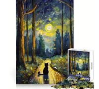 Lonely Cat in A Forest Jigsaw for Adults 1000 Pieces Unwind Game Rich Color Enjoyable Challenge Art Display (50x75cm)