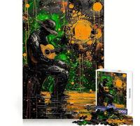 Lonely Cowboy Guitar Jigsaw Puzzles for Adults 1000 Pieces Recall Enhancer Creative Play Pattern Build Birthday Gift (38x26cm)