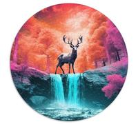 Lonely Deer 1000 Pieces Round Jigsaw Puzzles Creative Lmpossible Hard Dificult Challenging Games for Adults And Kids 1000pcs (67.5x67.5cm)