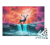 Lonely Deer Jigsaw Puzzles Puzzle for Adults Kids. 1000 Pieces Whimsical Challenge Toy Educational Games Home Decoration for Educational Games Gifts 1000pcs (75x50cm)