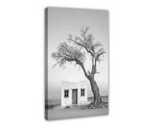 Lonely Desert House And Tree, California Photography, Desert Poster, Desert Print, Lonely Print, Arizona Wall Art, Cottage Wall Art, Nevada Canvas Poster Bedroom Decor Landscape Office Room Decor Gift