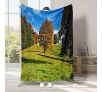 Lonely Dog Blanket Trees Flannel Blanket, Soft and Comfortable, 3D Printed, Suitable for Sofa Beds, Pet Lovers' Room Decoration, Single Size, 130x150cm