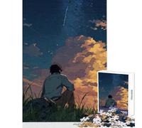Lonely Figure Starry Sky Jigsaw Puzzles 1000 Piece for Adults Enhance Focus for Better Performance Quiet Soothing Playtime Fun (38x52cm)