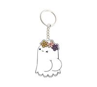 Lonely Ghost Keychain | 2D Cartoon Ghost Keyrings Acrylic | Halloween Ghost Pendant Charm Keyring For Women