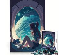 Lonely Girl at Night 1000-piece Puzzle for Teenagers Creative Fun Stress Less Home Game (50x75cm)