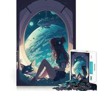 Lonely Girl at Night for Adults 1000 Piece Jigsaw Puzzle Serene Game Perfect Connection Pattern Build Birthday Surprise (38x52cm)