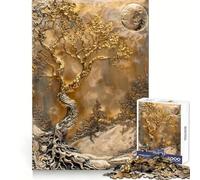 Lonely Golden Bonsai 1000 Pieces Jigsaws Adults Puzzles Gifts Sharp Thinking Cozy Fun Fun Activity Game Night (38x52cm)