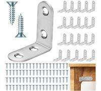 Lonely high heels 20pcs L Brackets Angle Brackets Corner Brackets for Wood 90 Degree Right Sleeper Brackets Stainless Steel Fastener with Screws for Wood Shelves Furniture Cabinet (50MM), Silver