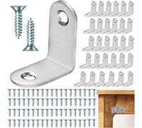 Lonely high heels 30pcs L Shape Brackets Right Angle Corner for Wood 90 Degree Sleeper Stainless Steel Fastener with Screws Shelves Furniture Cabinet (30MM), Silver
