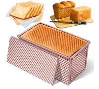 Lonely high heels Pullman Loaf Tin with Lid Bread Loaf Tin Pullman Loaf Pan Bread Tin with Lid Rose Gold Alluminumed Steel 550G Dough Non Stick Bread Tins for Baking Bread(20.8x12x11cm)