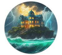 Lonely Island Castle with Bright Lights & Stormy Weather Scene 1000 Piece Jigsaw Puzzle for Adults European Architecture Colourful Jigsaws Challenge Games Great Gift 1000pcs (67.5x67.5cm)