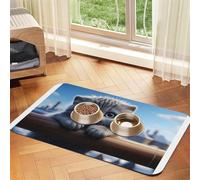 Lonely Kitty Pet Feeding Mat-Waterproof & Non-Slip Dog and Cat Food Mat-No Stains Quick Dry Dog Water Dispenser Mat