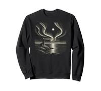 Lonely Lighthouse Aurora Moon Night Illustration Sweatshirt
