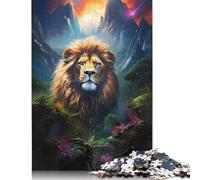 Lonely Lion Puzzle Difficult Hard Paper Rectangular Jigsaw Puzzle for Adult Children Unique Gift 500pcs (52x38cm)