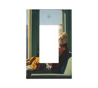 Lonely Man Sitting On Sofa Window Light Switch Wall Plate Faceplate Cover Single Rocker 1 Gang Decorator Outlet Receptacle Covers for Home Kitchen Room Bathroom Decor