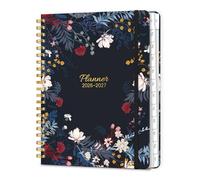 Lonely Oak A4 Academic Diary 2026-2027 Week to View, Daily Weekly Planner 8.5" x 11", 13 Months Spiral School Year Monthly Calendar Diary from Jul.2026 to Jul.2027 for Student(Black Bloss)