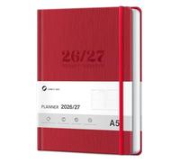 Lonely Oak A5 Academic Diary 2026-2027 Week to View, Daily Weekly Planner 5.75" x 8.4", 13 Months Faux Leather School Year Monthly Calendar Diary from Jul.2026 to Jul.2027 for Student(Red)