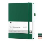 Lonely Oak Bullet Dotted Journal Notebook A5 Daily Journal for Men & Women | 120GSM Acid-Free Paper Grid Travel Journaling with Leather Hardcover and Inner Pocket(Green)