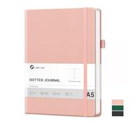 Lonely Oak Bullet Dotted Journal Notebook A5 Daily Journal for Men & Women | 120GSM Acid-Free Paper Grid Travel Journaling with Leather Hardcover and Inner Pocket(Pink)