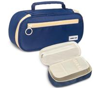 Lonely Oak Large Capacity Blue Pencil Case, Aesthetic Cute Pencil Pouch Bag for Girls & Boys, Big Pen Case with Double Smooth Zipper and Extra Compartment