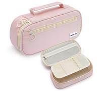 Lonely Oak Large Capacity Pink Pencil Case, Aesthetic Cute Pencil Pouch Bag for Girls & Boys, Big Pen Case with Double Smooth Zipper and Extra Compartment