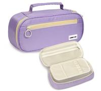 Lonely Oak Large Capacity Purple Pencil Case, Aesthetic Cute Pencil Pouch Bag for Girls & Boys, Big Pen Case with Double Smooth Zipper and Extra Compartment