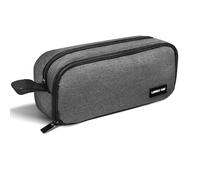 Lonely Oak Large Pencil Case, Extra Big Capacity Aesthetic Pencil Pouch Bag with Smooth Zipper, Cute Pen Case with Handle for Kids & Adult (Gray)