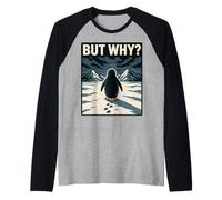 Lonely Penguin Solitude Wanderer Design for Deep Thinkers Raglan Baseball Tee
