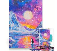 Lonely Penguin Sunset 1000 Piece Jigsaws for Teenagers Puzzle Cognitive Boost Perfect Connection Fun Play (38x26cm)