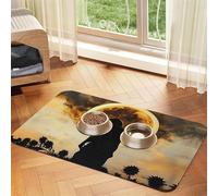 Lonely Silhouette Pet Feeding Mat Dog Cat Eating Food Absorbent Leather Tablecloth for and Water Bowl Waterproof No Stains Quick Dry Non-Slip 17.72 * 11.8IN