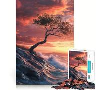 Lonely Tree in Sea Puzzles for Adults 1000 Puzzles Brain Power Nice Thick Fun Challenge Premium Gift (38x52cm)
