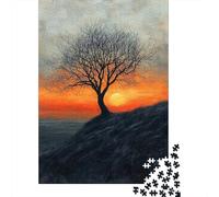 Lonely Tree Sunset Jigsaw Puzzle 1000 Piece Jigsaw Puzzle Paper for Adults Sunset Landscape Relax Focus Home Gift 70x50cm/1000pcs