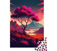 Lonely Tree Vibrant Mountain 1000 Piece Jigsaw Puzzle Jigsaw Puzzle for Adults Relaxation Home Decor Gift 70x50cm/1000pcs