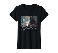 Lonely Werewolf Literally Me Dark Humor Stoic Meme Value Graphic T-Shirt, Women, Black, S