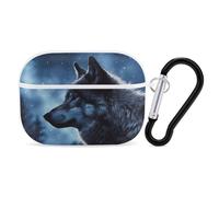 Lonely Wolf AirPods Pro 2 Case Cover, Shockproof Hard Shell Protective Case for Women Men, Compatible with Airpod Pro Case 2nd/1st Generation with Keychain-White