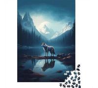 Lonely Wolf in A Lake Jigsaw Puzzle for Adults, 1000 Pieces, 70x50cm/1000pcs, Fresh Winter Hobby, Relaxing Home Time And January Evenings
