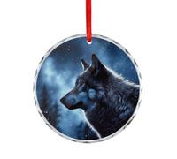 Lonely Wolf Round Ornament Hanging Pendant Decor