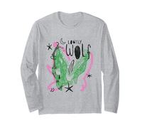 Lonely Wolf Skull Retro Illustration Art Long Sleeve T-Shirt