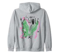 Lonely Wolf Skull Retro Illustration Art Zip Hoodie