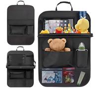 LONENESSL Car Seat Organiser, Car Organiser Back Seat with Foldable Table Tray, Car Seat Storage with Tablet Holder and Pockets, Car Backseat Organiser for Toys, Foods, Bottles Storage, 1 Pack