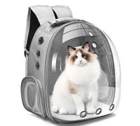 LONENESSL Cat Carrier Backpack for Small Medium Cats & Puppies, Space Capsule Pet Carrier for Travel, Hiking & Outdoor Use (Gray)
