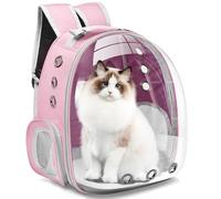 LONENESSL Cat Carrier Backpack, Pet Carrier Backpack Front Pack for Small Medium Cat Puppy Dog Carrier Backpack Bag Space Capsule, Pet Carrier for Travel, Hiking and Outdoor Use (Pink)